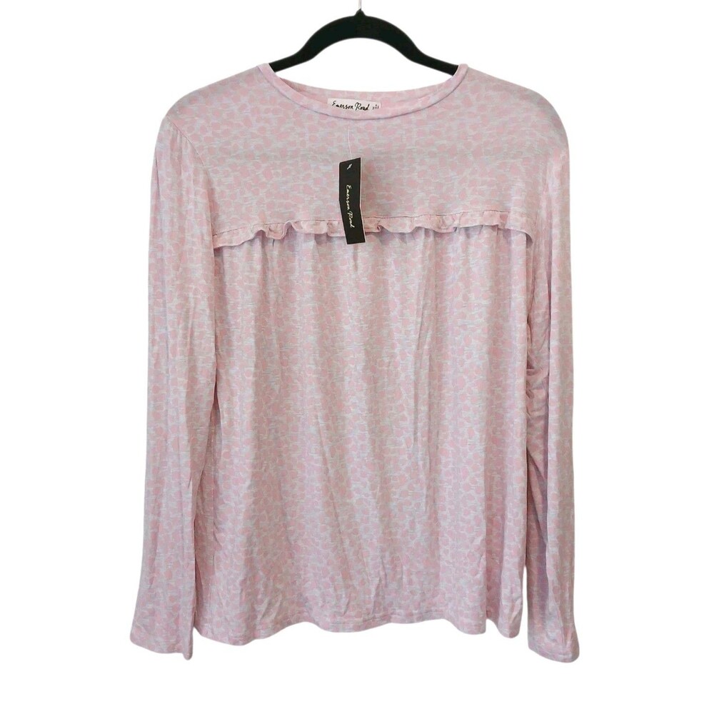 Emerson Road Womens Leopard Spotted Pajama Shirt Gray Pink Size Medium NWT Soft